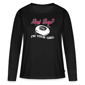 savon fabrication savon savonnière savonnerie savon chaudière - T-shirt manches longues Premium bio Femme - noir - Devant - Julia (174cm)