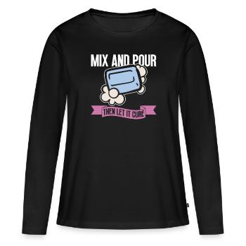 savon fabrication savon savonnière savonnerie savon chaudière - T-shirt manches longues Premium bio Femme - noir - Devant - Julia (174cm)