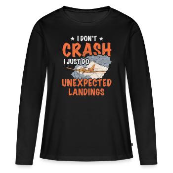 I don't crash I just do unexpected Landings Model - Women's Premium Organic Long Sleeve Shirt - black - Front - Julia (174cm)