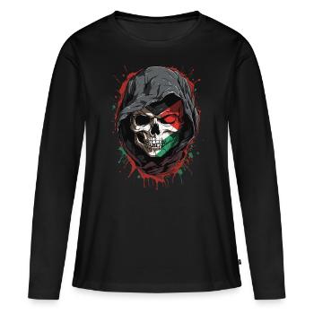 Palestine Pride: Flag and Skull - Women's Premium Organic Long Sleeve Shirt - black - Front - Julia (174cm)
