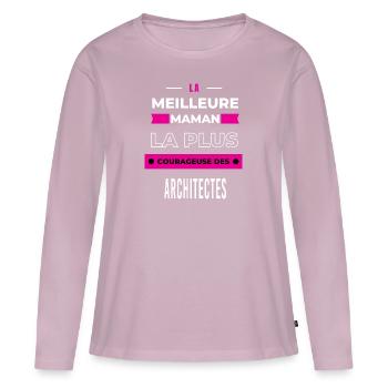 Le meilleur maman, le plus courageuse architectes - T-shirt manches longues Premium bio Femme - rose poudré - Devant - Julia (174cm)