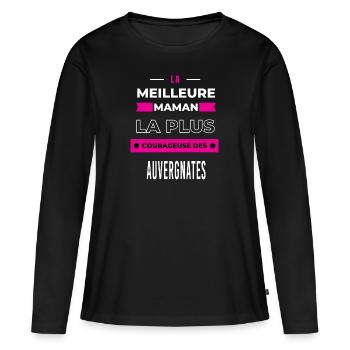 Le meilleur maman, le plus courageuse Auvergnates - T-shirt manches longues Premium bio Femme - noir - Devant - Julia (174cm)