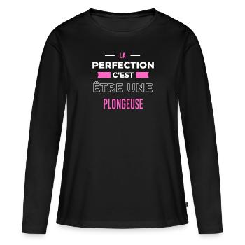 La perfection, c'est être une plongeuse - T-shirt manches longues Premium bio Femme - noir - Devant - Julia (174cm)