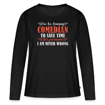 Comédien génial - T-shirt manches longues Premium bio Femme - noir - Devant - Julia (174cm)