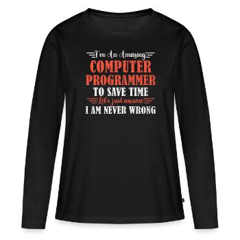 Awesome Computer Programmer - Frauen Premium Bio Langarmshirt - Schwarz - Vorne - Julia (174cm)