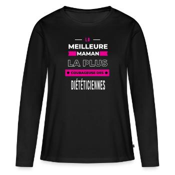 Le meilleur maman courageuse des diététiciennes - T-shirt manches longues Premium bio Femme - noir - Devant - Julia (174cm)