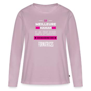 La meilleure maman courageuse des formatrices - T-shirt manches longues Premium bio Femme - rose poudré - Devant - Julia (174cm)