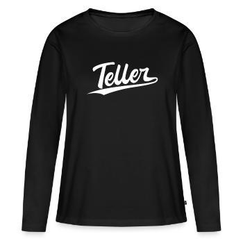 Retro Swoosh Job - Teller - Frauen Premium Bio Langarmshirt - Schwarz - Vorne - Julia (174cm)