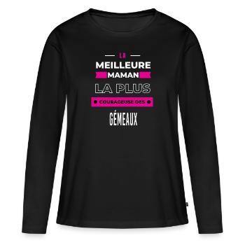 La meilleure maman plus courageuse des Gémeaux - T-shirt manches longues Premium bio Femme - noir - Devant - Julia (174cm)