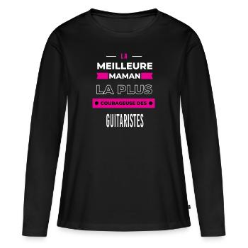 meilleure maman plus courageuse des guitaristes - T-shirt manches longues Premium bio Femme - noir - Devant - Julia (174cm)