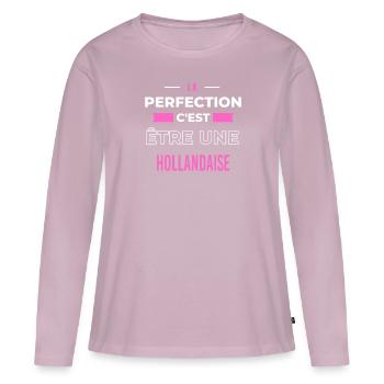 La perfection, c'est être une Hollandaise - T-shirt manches longues Premium bio Femme - rose poudré - Devant - Julia (174cm)