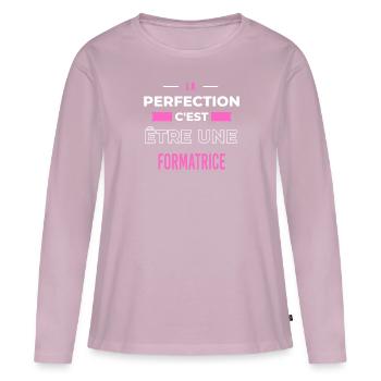 La perfection, c'est être une formatrice - T-shirt manches longues Premium bio Femme - rose poudré - Devant - Julia (174cm)