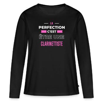 La perfection, c'est être une clarinettiste - T-shirt manches longues Premium bio Femme - noir - Devant - Julia (174cm)