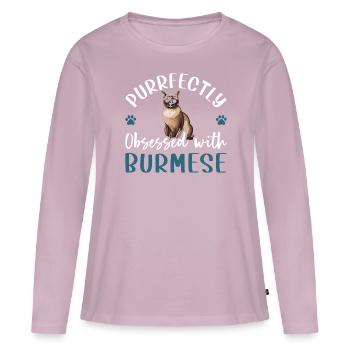 Purrfectly Obsessed With Burmese - Frauen Premium Bio Langarmshirt - Altrosa - Vorne - Julia (174cm)