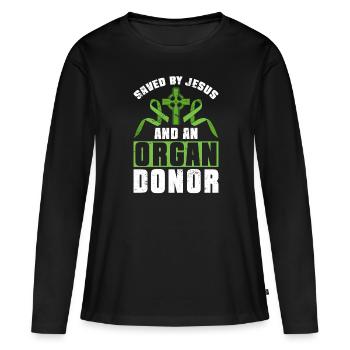 Don d’organes Greffe d’organes Don d’organes - T-shirt manches longues Premium bio Femme - noir - Devant - Julia (174cm)