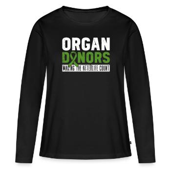 Don d’organes Greffe d’organes Don d’organes - T-shirt manches longues Premium bio Femme - noir - Devant - Julia (174cm)