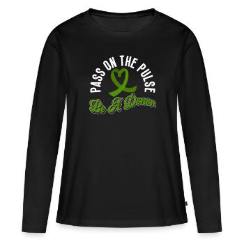 Don d’organes Greffe d’organes Don d’organes - T-shirt manches longues Premium bio Femme - noir - Devant - Julia (174cm)