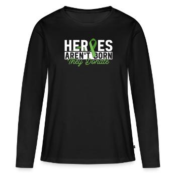 Don d’organes Greffe d’organes Don d’organes - T-shirt manches longues Premium bio Femme - noir - Devant - Julia (174cm)