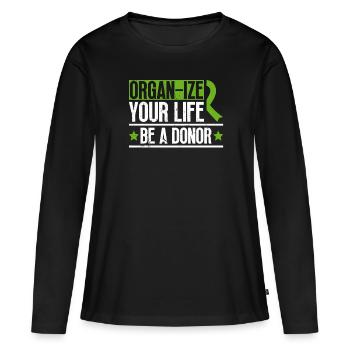 Don d’organes Greffe d’organes Don d’organes - T-shirt manches longues Premium bio Femme - noir - Devant - Julia (174cm)