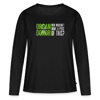 Don d’organes Greffe d’organes Don d’organes - T-shirt manches longues Premium bio Femme - noir - Devant - Julia (174cm)