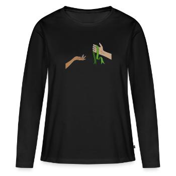Don d’organes Greffe d’organes Don d’organes - T-shirt manches longues Premium bio Femme - noir - Devant - Julia (174cm)