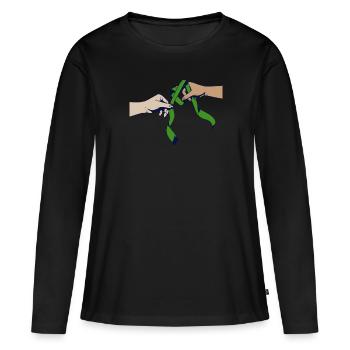 Don d’organes Greffe d’organes Don d’organes - T-shirt manches longues Premium bio Femme - noir - Devant - Julia (174cm)