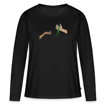 Don d’organes Greffe d’organes Don d’organes - T-shirt manches longues Premium bio Femme - noir - Devant - Julia (174cm)