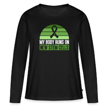 Greffe de cellules souches Donneur de cellules souches Cellule souche - T-shirt manches longues Premium bio Femme - noir - Devant - Julia (174cm)
