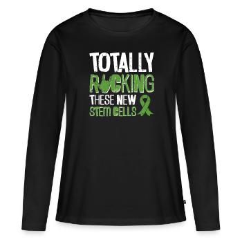 Greffe de cellules souches Donneur de cellules souches Cellule souche - T-shirt manches longues Premium bio Femme - noir - Devant - Julia (174cm)