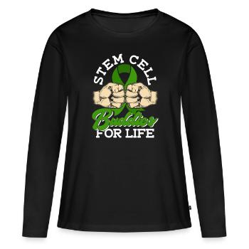 Greffe de cellules souches Donneur de cellules souches Cellule souche - T-shirt manches longues Premium bio Femme - noir - Devant - Julia (174cm)