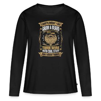 Câbler dans Cool Things Electrician - T-shirt manches longues Premium bio Femme - noir - Devant - Julia (174cm)