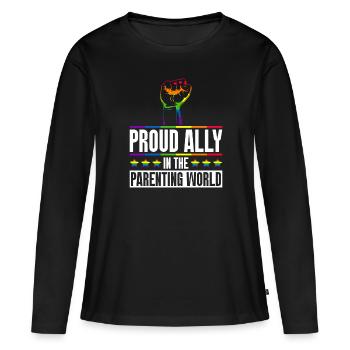 Gay Pride Fiers Parents Fils Gay - T-shirt manches longues Premium bio Femme - noir - Devant - Julia (174cm)