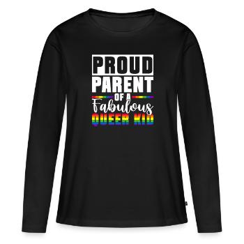 Gay Pride Fiers Parents Fils Gay - T-shirt manches longues Premium bio Femme - noir - Devant - Julia (174cm)