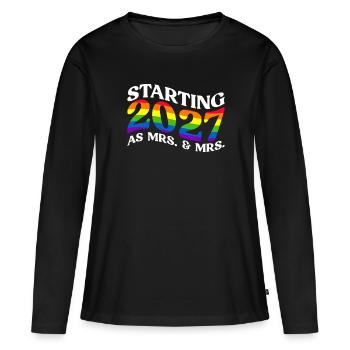 Gay Pride 2027 Hochzeit Homo-Ehe - Frauen Premium Bio Langarmshirt - Schwarz - Vorne - Julia (174cm)