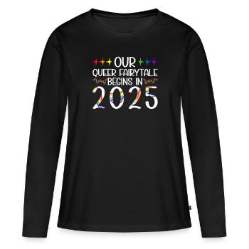 Queer Fairytale 2025 Hochzeit Homo-Ehe - Frauen Premium Bio Langarmshirt - Schwarz - Vorne - Julia (174cm)