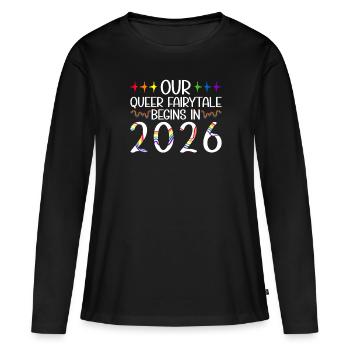 Queer Fairytale 2026 Hochzeit Homo-Ehe - Frauen Premium Bio Langarmshirt - Schwarz - Vorne - Julia (174cm)