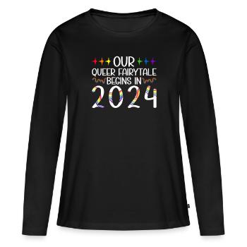 Queer Fairytale 2024 Hochzeit Homo-Ehe - Frauen Premium Bio Langarmshirt - Schwarz - Vorne - Julia (174cm)