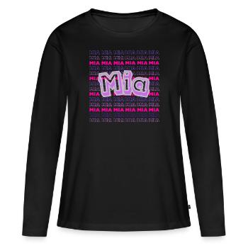Vorname Mia - Frauen Premium Bio Langarmshirt - Schwarz - Vorne - Julia (174cm)