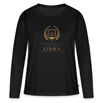 Star Sign Libra - Frauen Premium Bio Langarmshirt - Schwarz - Vorne - Julia (174cm)