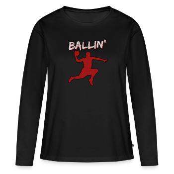 PAS DANS MA MAISON GRUNGE - T-shirt manches longues Premium bio Femme - noir - Devant - Julia (174cm)