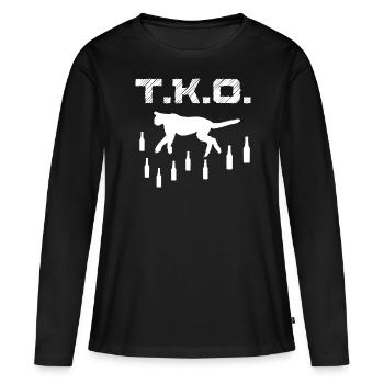 T.K.O. Drunken Predator Blackout Coma Blanc - T-shirt manches longues Premium bio Femme - noir - Devant - Julia (174cm)