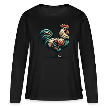 Rustic Rooster Charm - Women's Premium Organic Long Sleeve Shirt - black - Front - Julia (174cm)