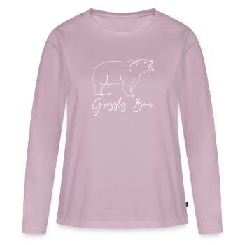 Grizzli Ours brun - T-shirt manches longues Premium bio Femme - rose poudré - Devant - Julia (174cm)