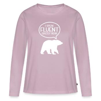 Grizzli Ours brun - T-shirt manches longues Premium bio Femme - rose poudré - Devant - Julia (174cm)