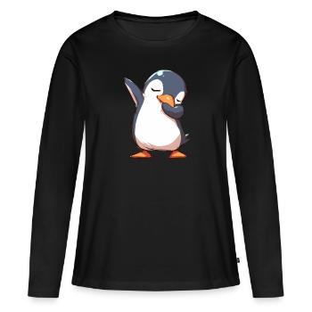 Pingouin Sondage Kawaii Pingouin Mignon - T-shirt manches longues Premium bio Femme - noir - Devant - Julia (174cm)