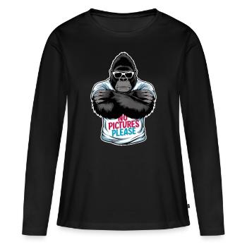 Pas de photos s’il vous plaît - T-shirt manches longues Premium bio Femme - noir - Devant - Julia (174cm)