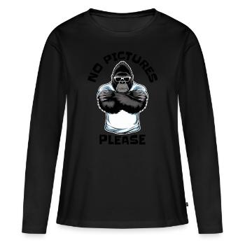 Pas de photos s’il vous plaît - T-shirt manches longues Premium bio Femme - noir - Devant - Julia (174cm)