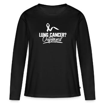 Cancer du poumon Sensibilisation gratuite au cancer du poumon - T-shirt manches longues Premium bio Femme - noir - Devant - Julia (174cm)