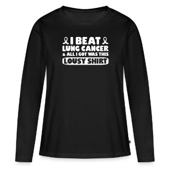 Cancer du poumon Sensibilisation gratuite au cancer du poumon - T-shirt manches longues Premium bio Femme - noir - Devant - Julia (174cm)