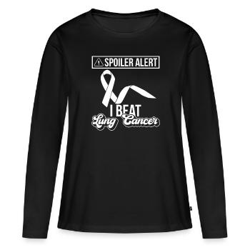 Cancer du poumon Sensibilisation gratuite au cancer du poumon - T-shirt manches longues Premium bio Femme - noir - Devant - Julia (174cm)